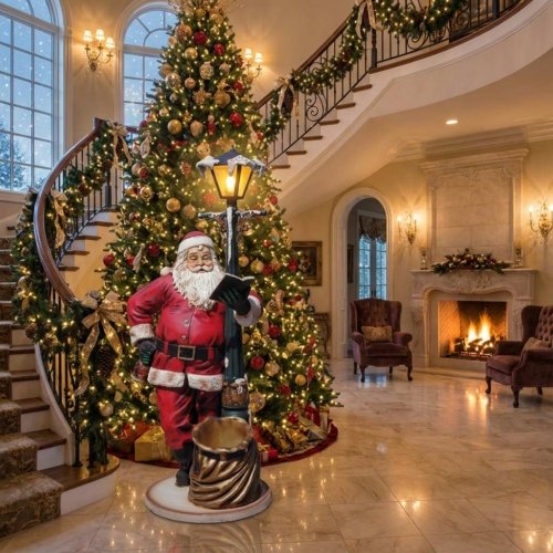 Large Santa with Lamp Post (6ft)