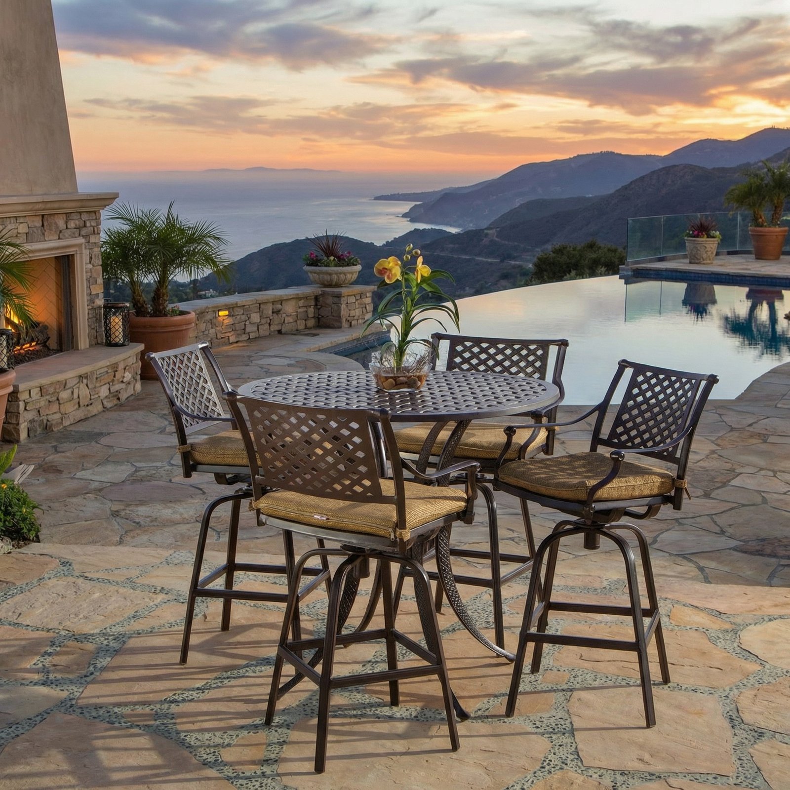 Savannah Outdoor Aluminum Round Bar Table