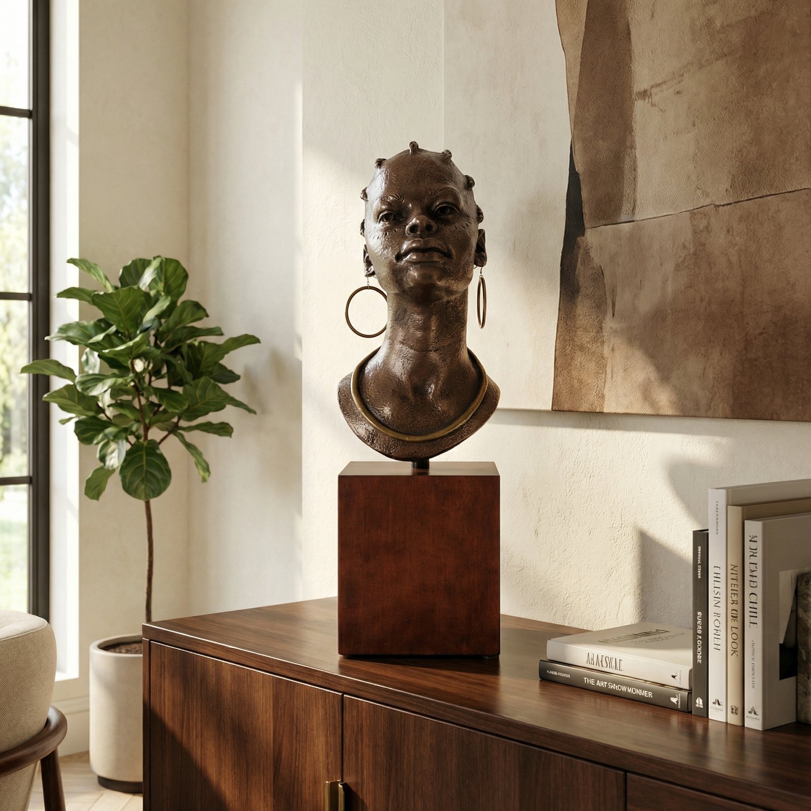 African Queen Bust on Stand