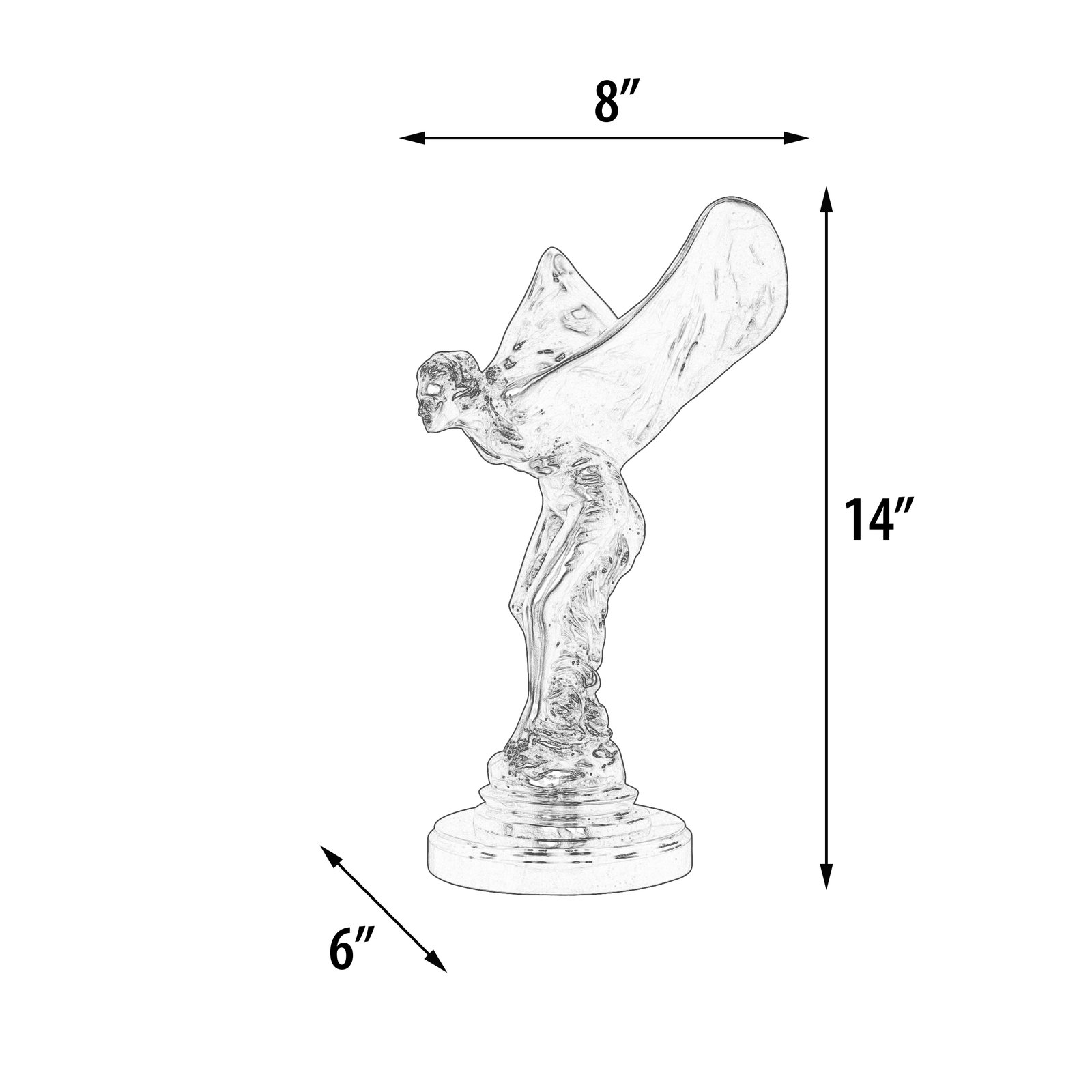 Bronze and Nickel Spirit of Ecstasy 15 Inch - Image 3