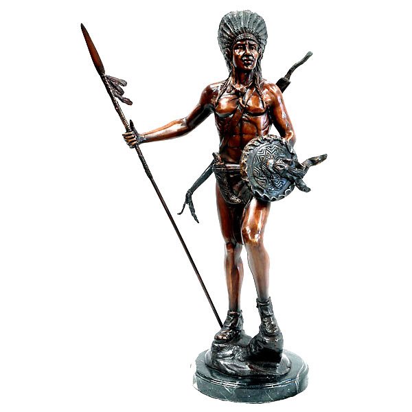 Indian with Spear on Marble Base 22 Inch Tall - Image 4