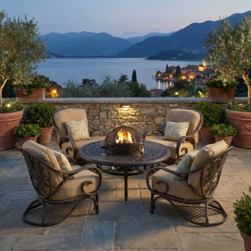 Grand Bonaire Weave 6 Piece All Inclusive Outdoor Firepit Set (KIT)