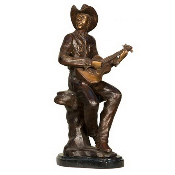 Cowboy with Guitar on Marble Base - Image 5