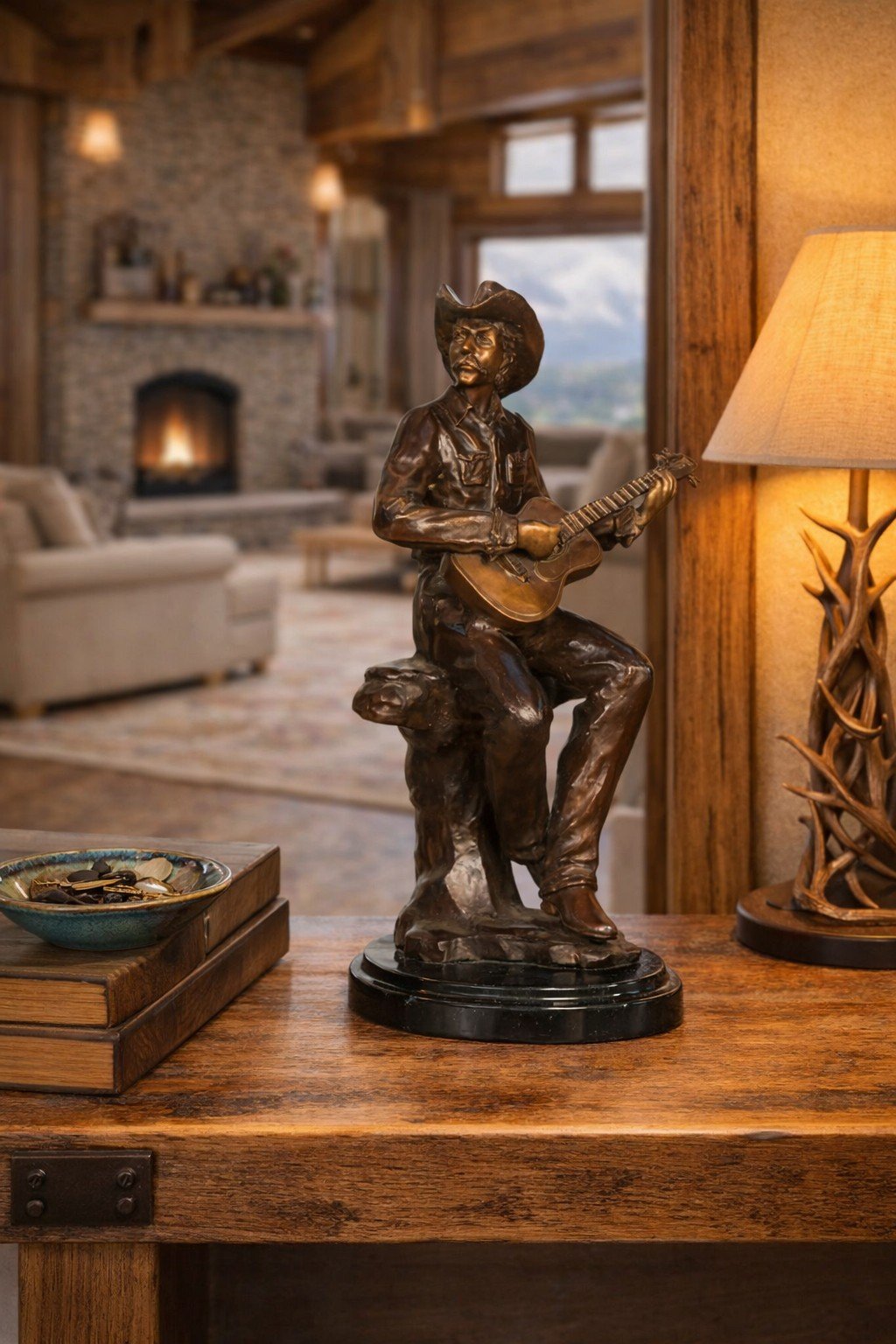 Cowboy with Guitar on Marble Base - Image 4