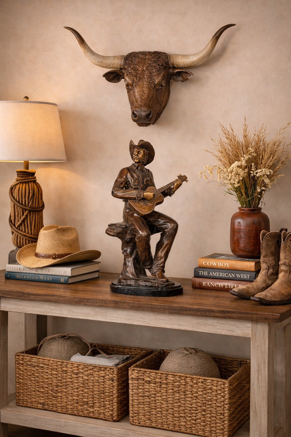 Cowboy with Guitar on Marble Base - Image 3