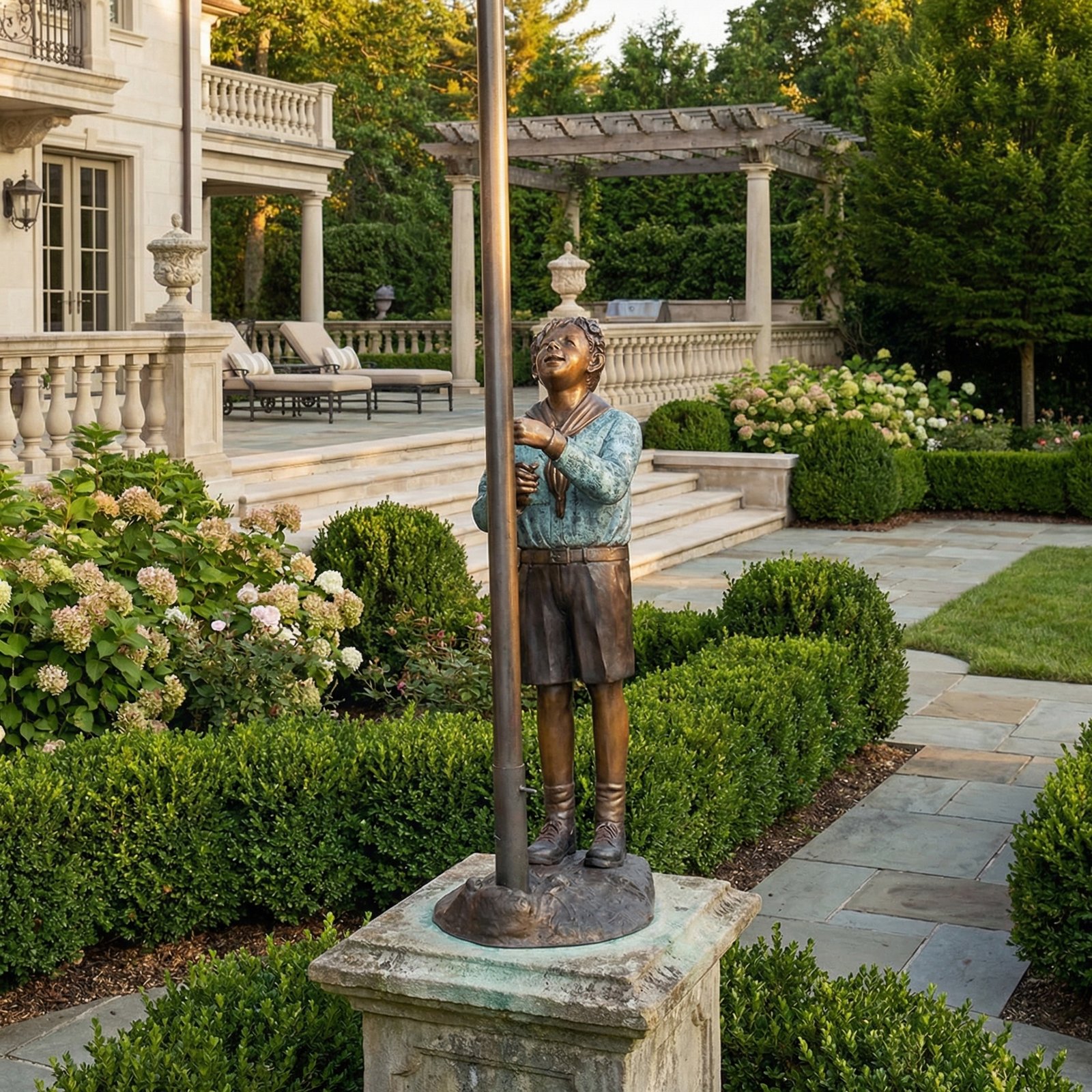 Boy Scout with Flag Pole