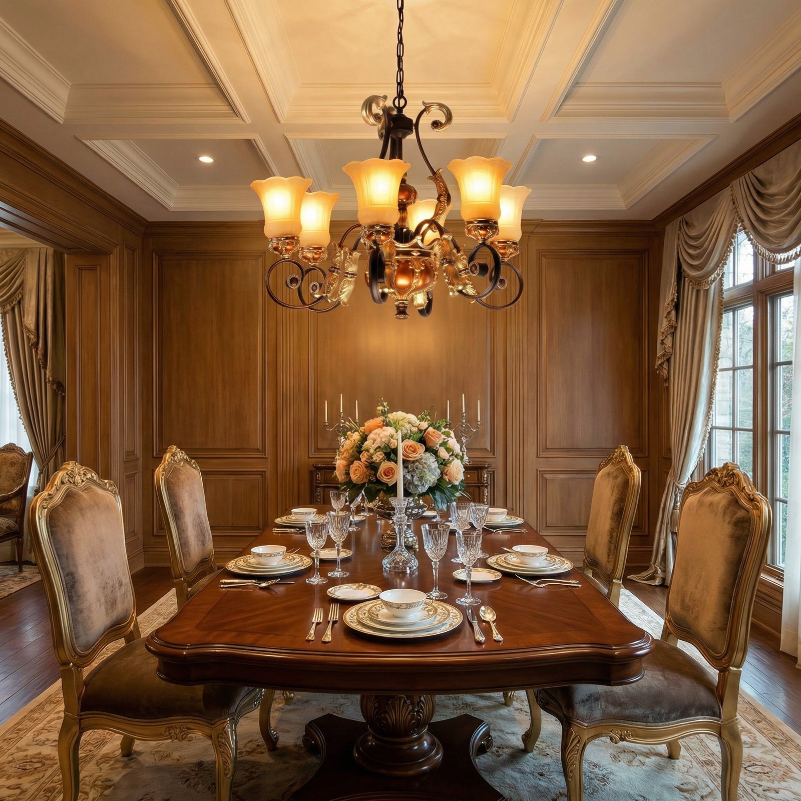 6 Light Dining Room Foyer Hallway Decorative Chandelier Hanging Fixture 27.5"DIA