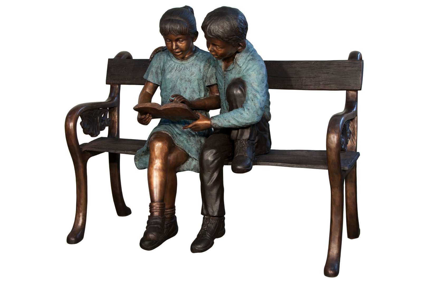 Boy and Girl on Bench - Image 3