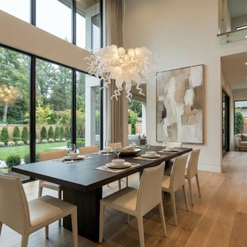 Frosted White Blown Glass Chandelier