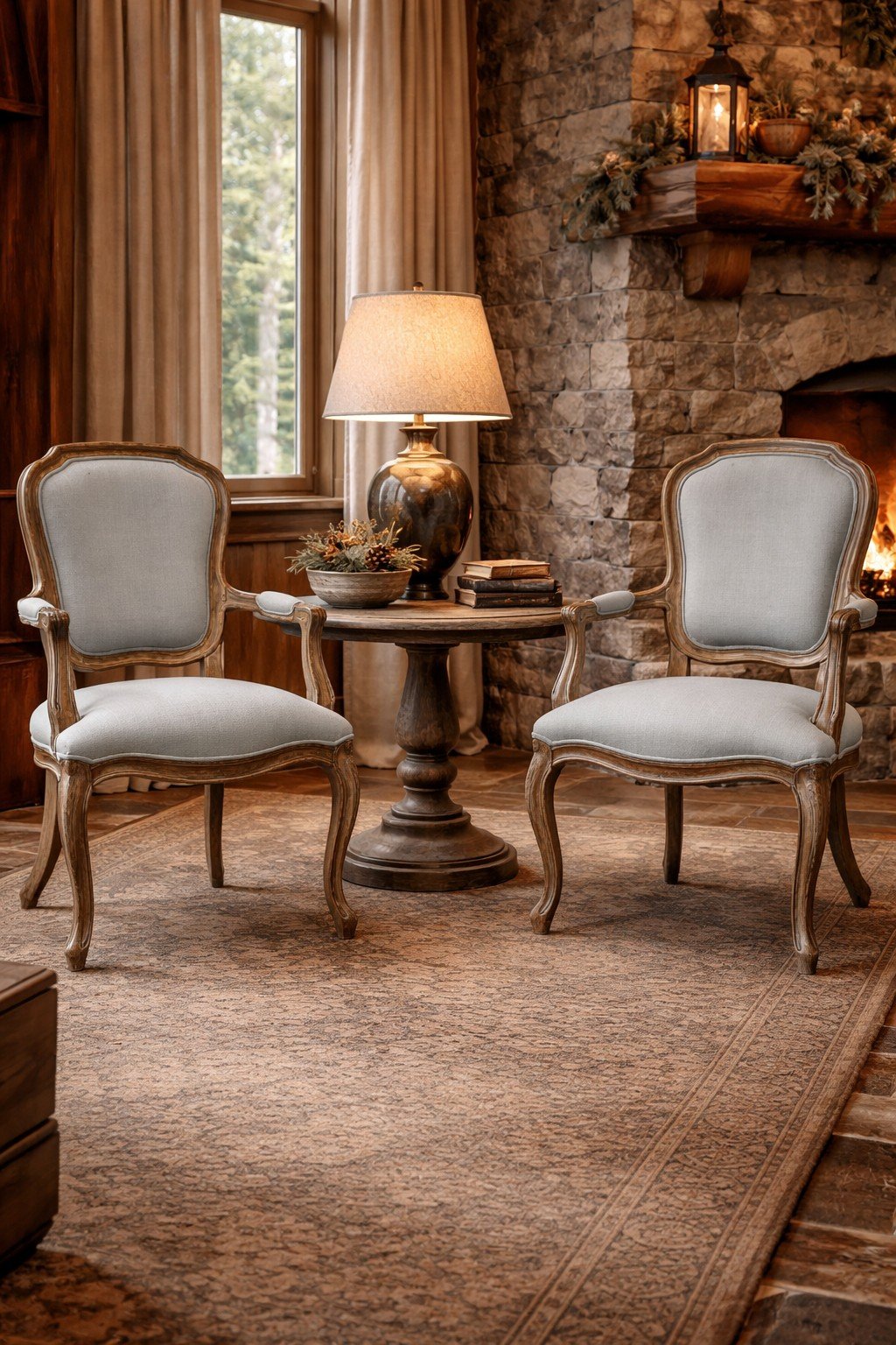 Farmhouse Arm Linen Chair - Image 3