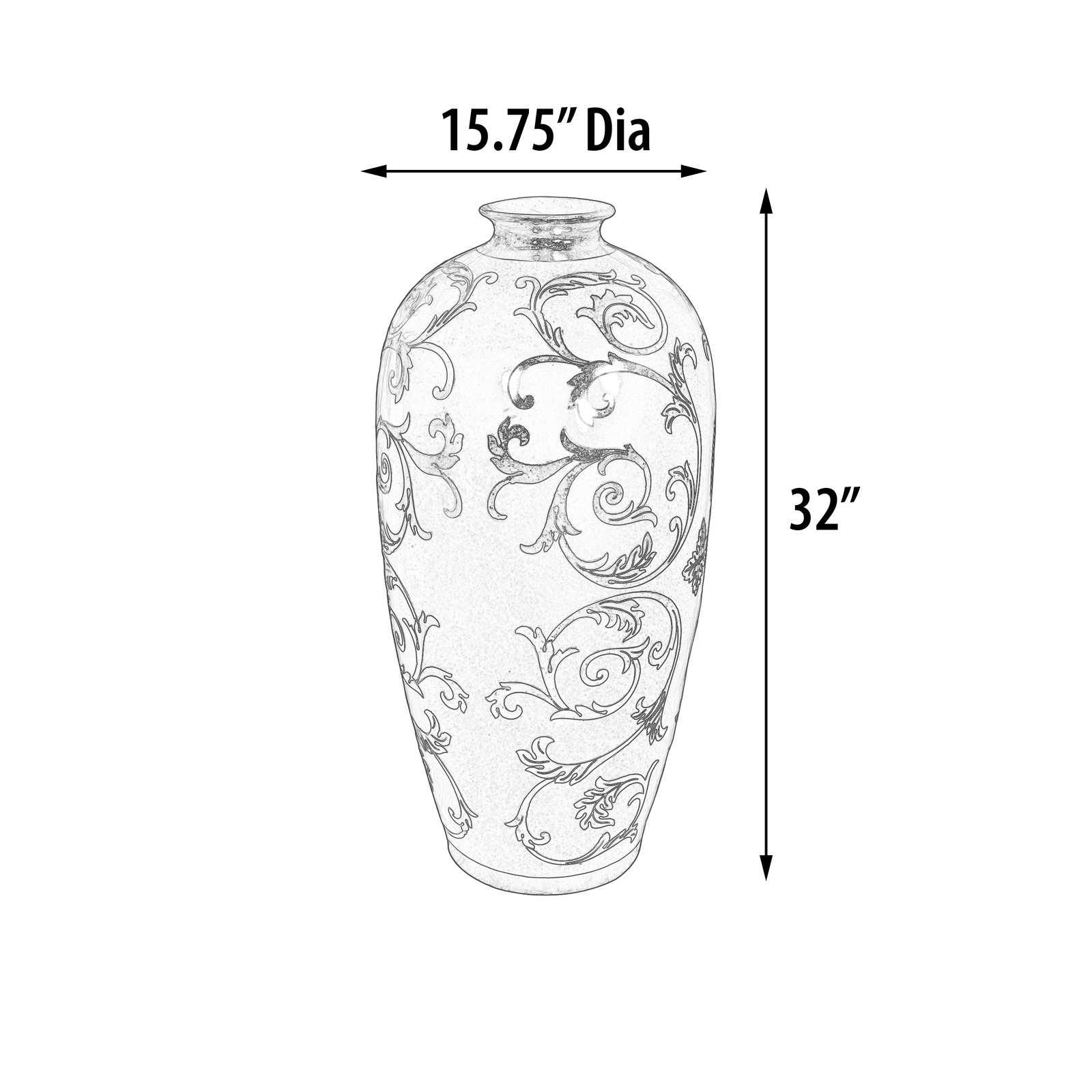 Sophie Silver Antique White Large Vase 31.9 Inches Tall - Image 5