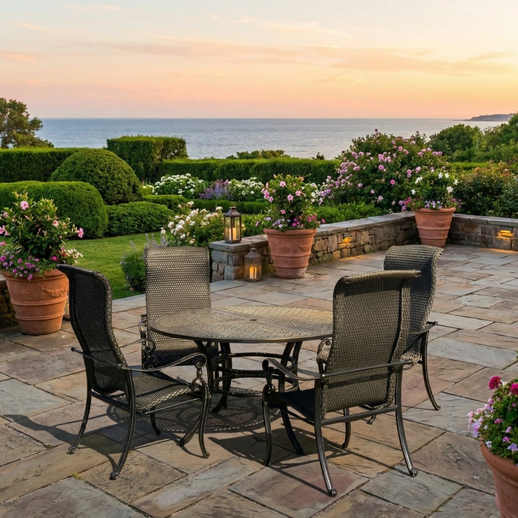 Windermere Woven Outdoor Round Dining Table Set of 5 (KIT)