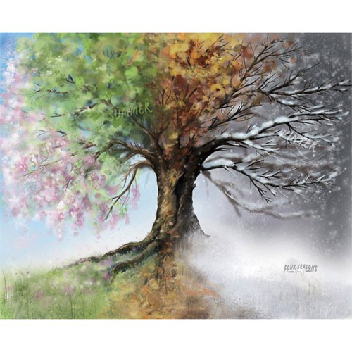 Seasons 36x48 Gallery Wrapped Hand Embellished Giclee Canvas