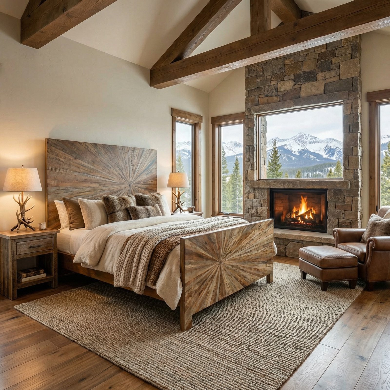 Mango Wood Solid Parquet King Bed