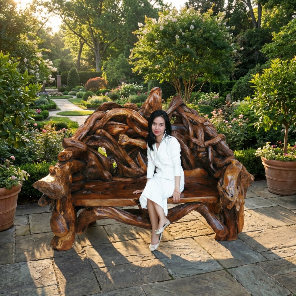 Grand Teak Bench in  Natural Finish