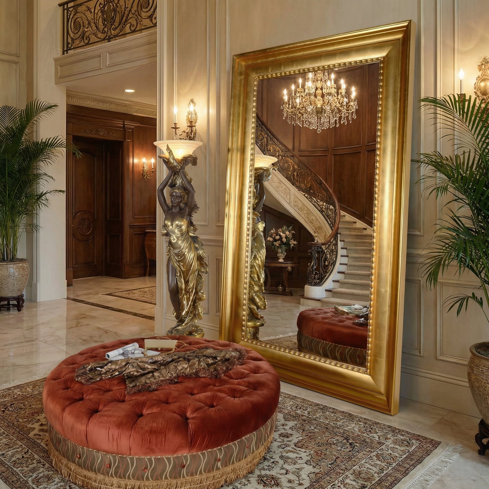 The Mammoth Wood Mirror Gold Leaf