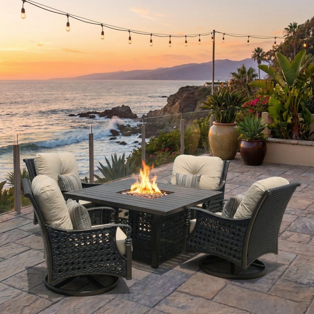 Monterey Fire Pit Swivel Rocker Chat Set 5 (KIT)