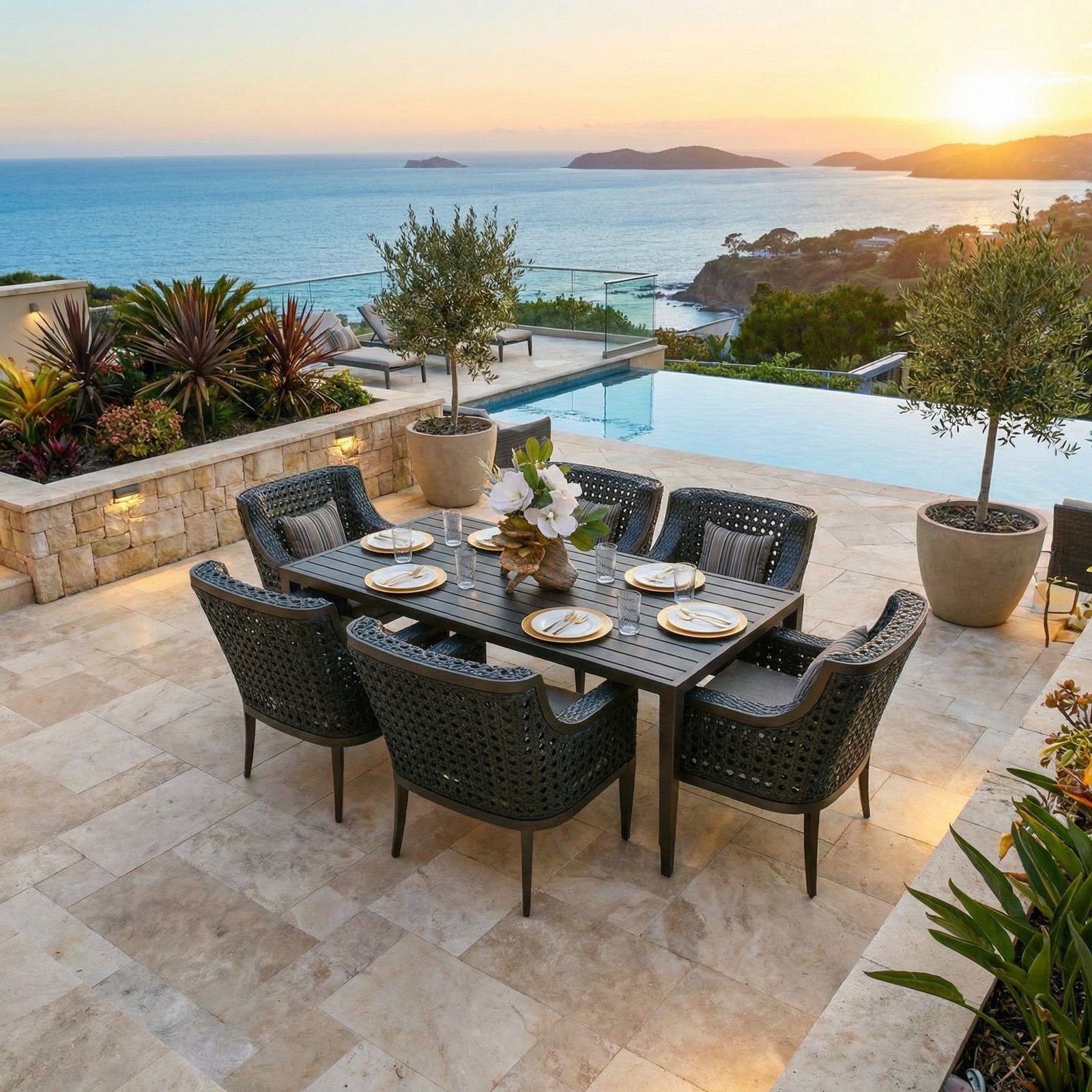 Monterey Outdoor Dining Table Set Of 7 (KIT)