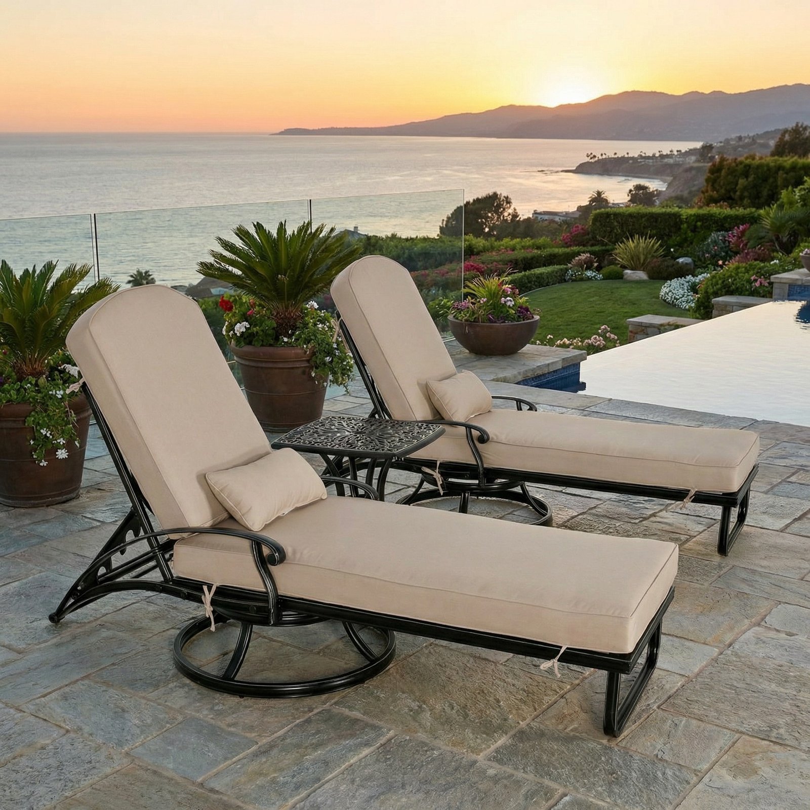 Elisabeth Swivel Chaise Lounge With Pillow