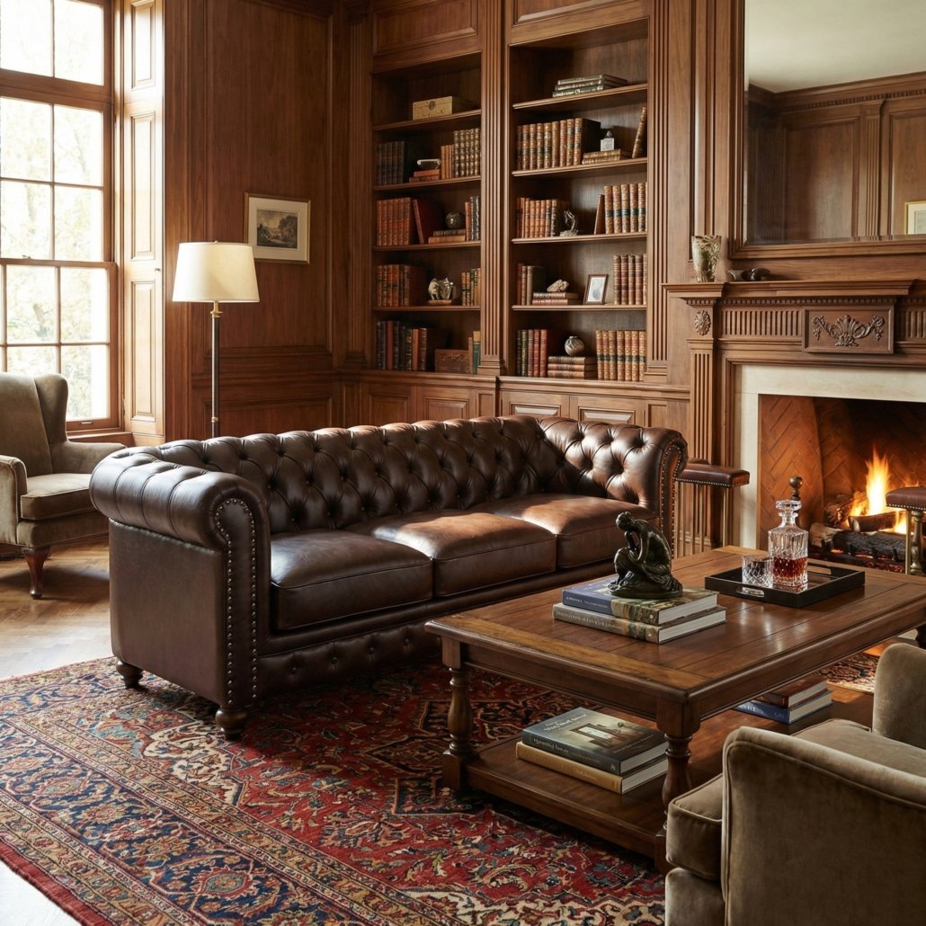 Classic Chesterfield Brown Sofa