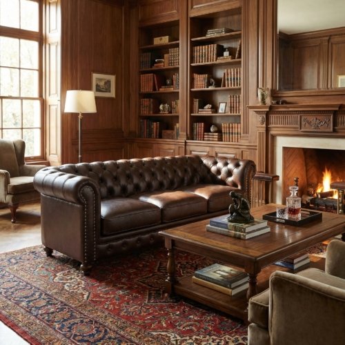 Classic Chesterfield Brown Sofa