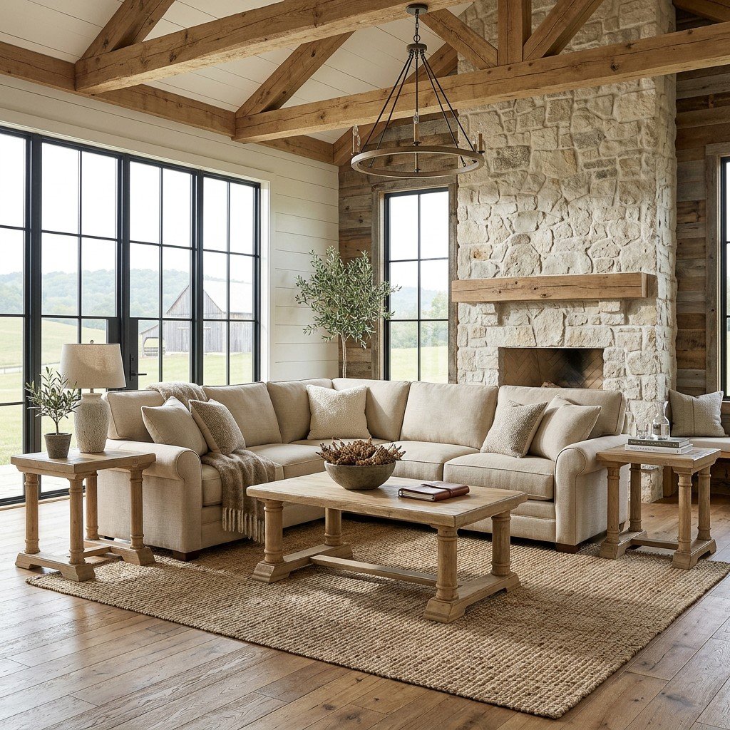 Complete Farmhouse Wood Natural Coffee Table Set of 3