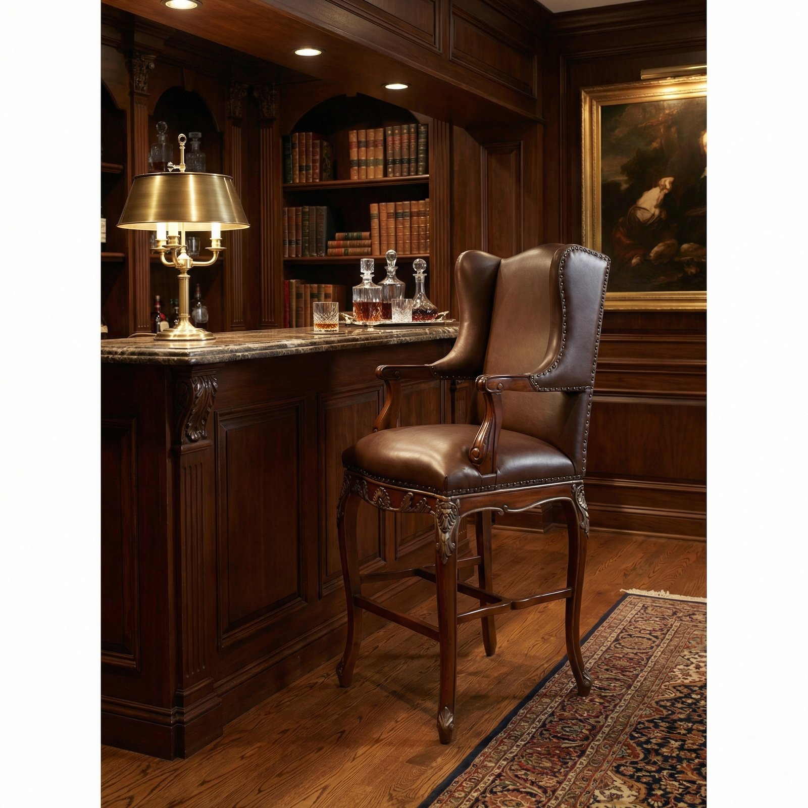 The Deluxe Leather Swivel Bar Stool