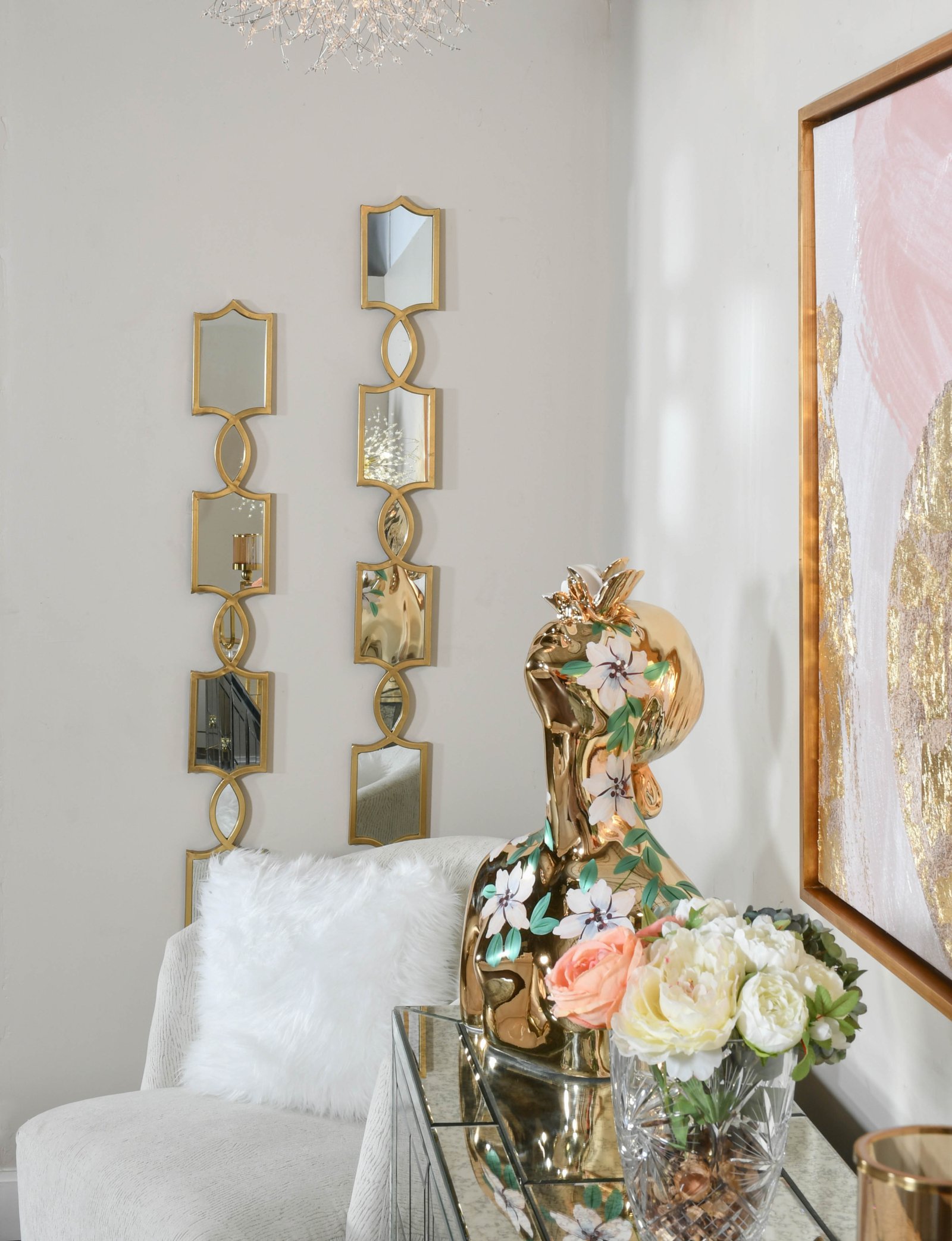 Geometrical Gold Mirrored Wall Decor Set of 5 - Image 4