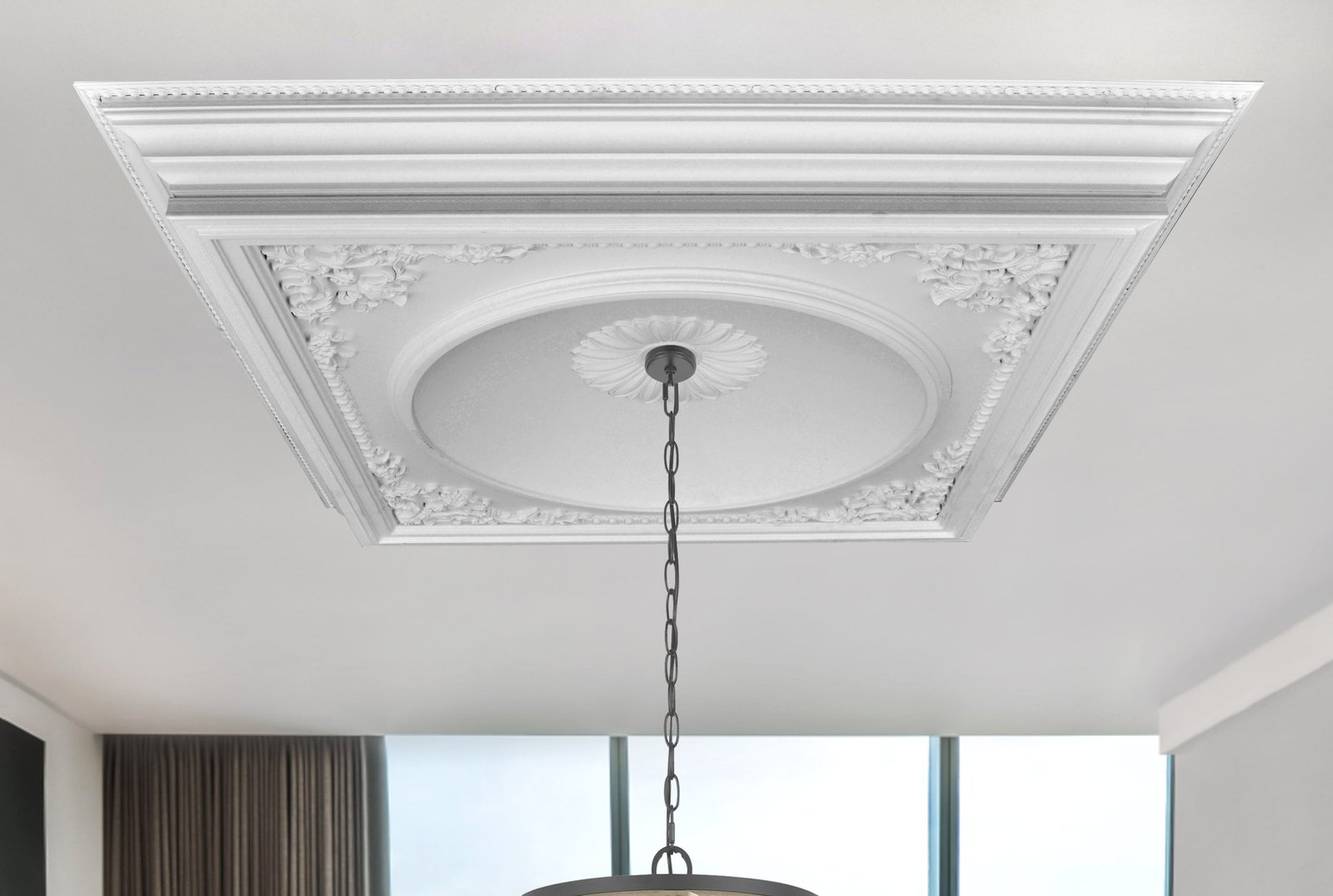 Elegant Large Dome Ceiling Medallion 58 Inch Square - Image 3