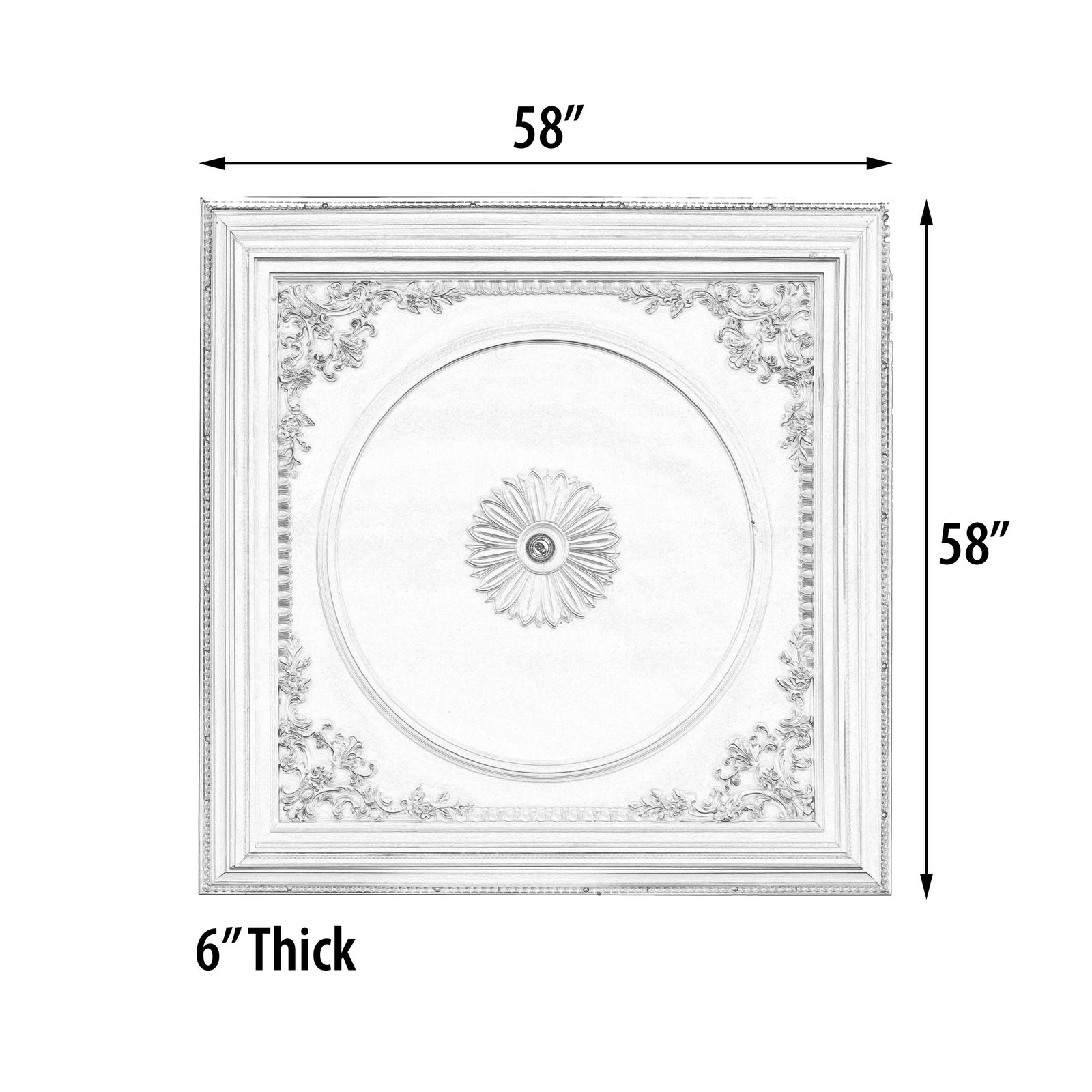 Elegant Large Dome Ceiling Medallion 58 Inch Square - Image 2