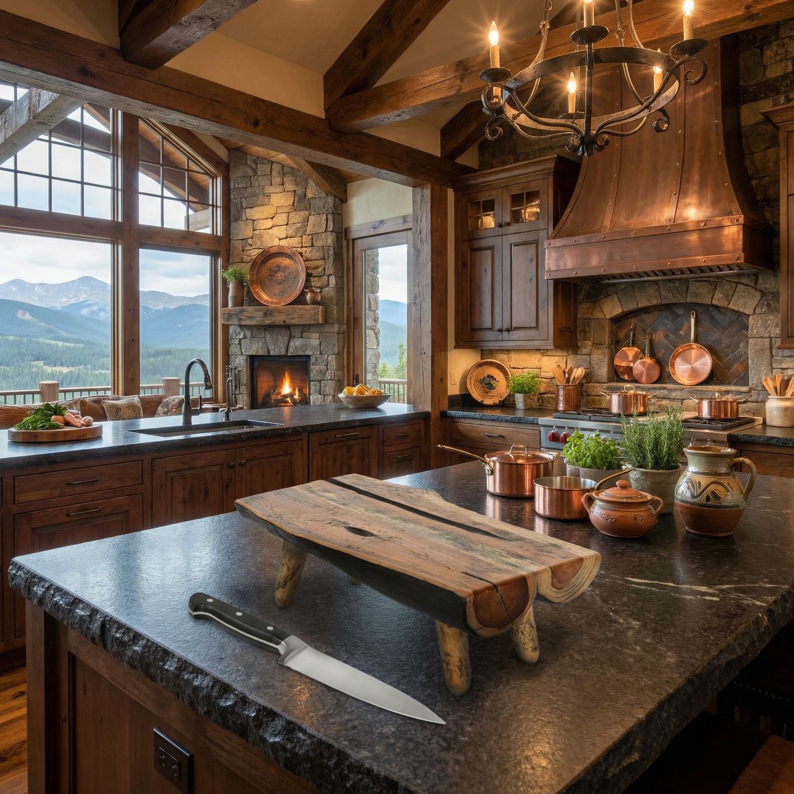 Mountain Studios Cutting Board Charcuterie Stand on Legs 19.7 Inches Natural Teak