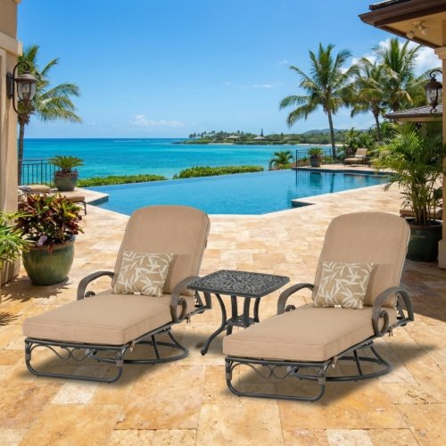 Grand Bonaire Weave Swivel Chaise Lounge Set of 3