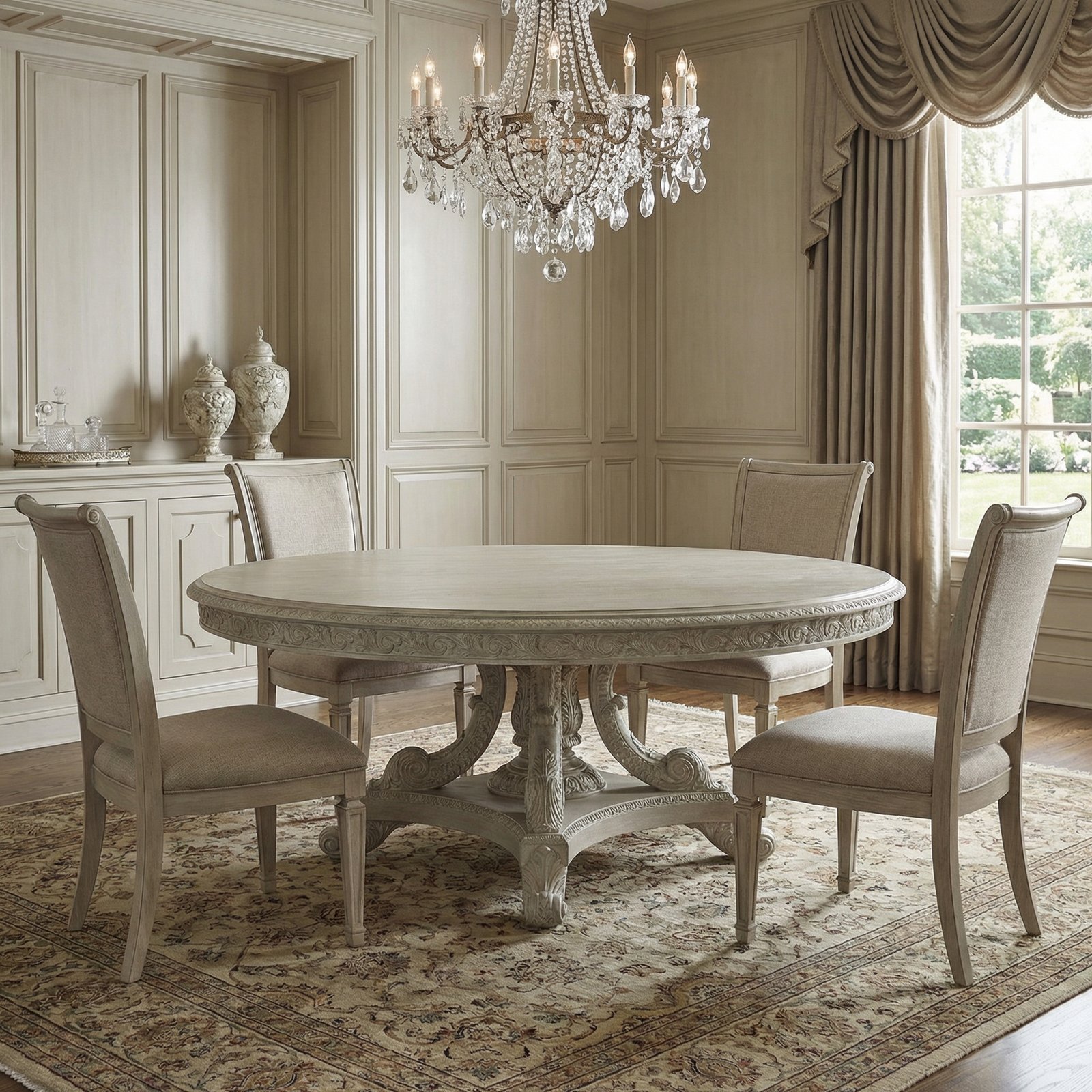 Mystique Gray Mahogany Anglia 72''Rd Dining Table