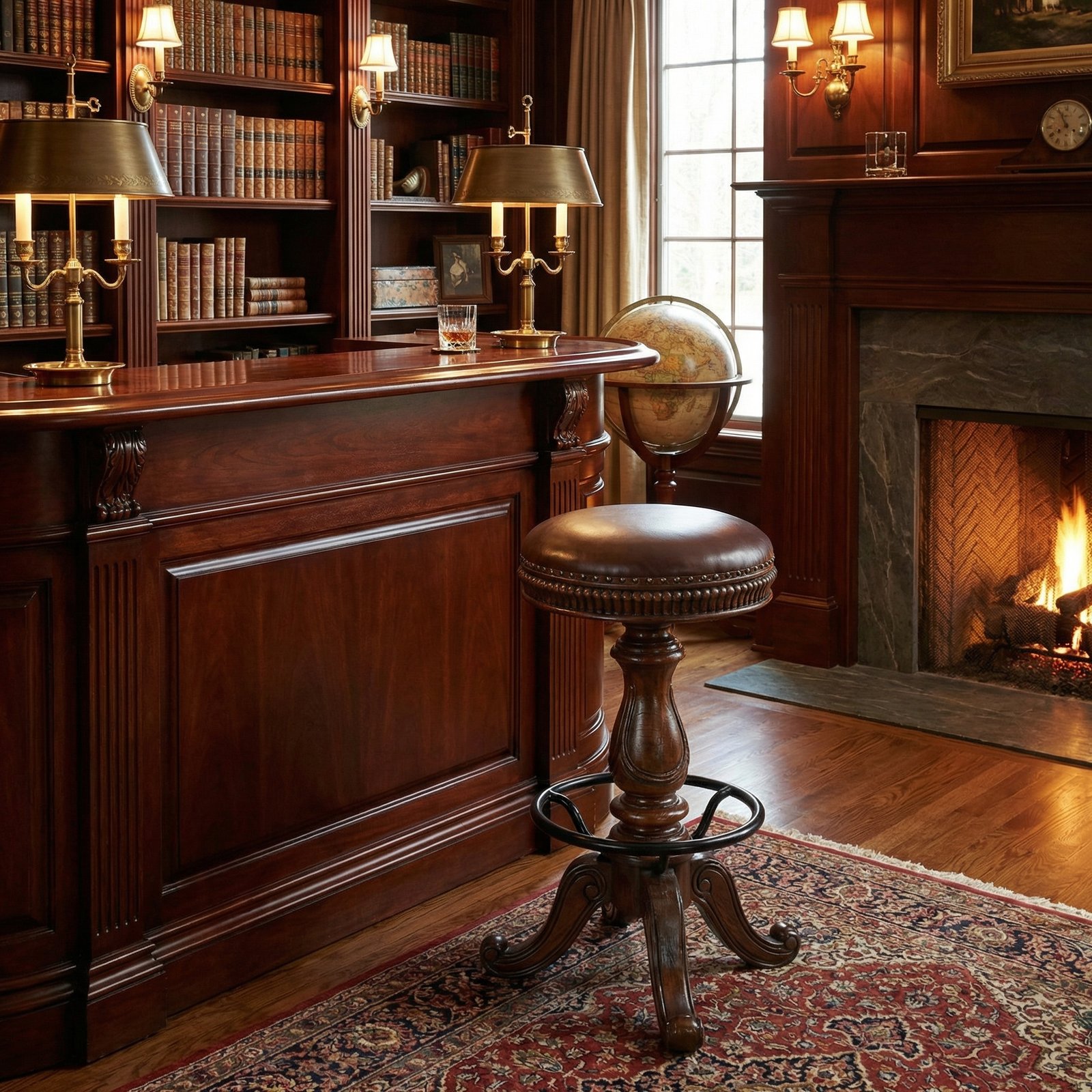 Church Street Leather Bar Height Stool