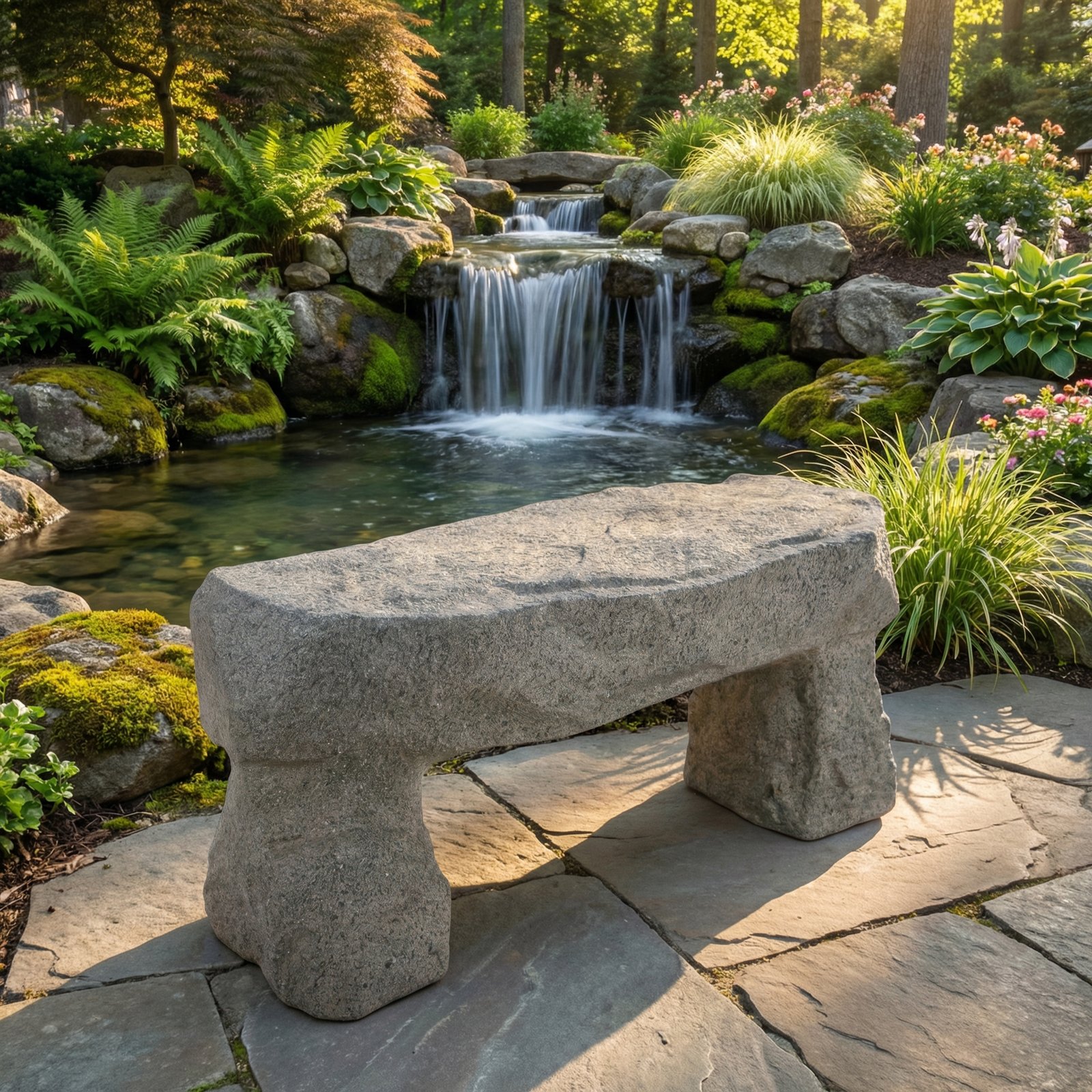 Simulated Rock Bench Settee