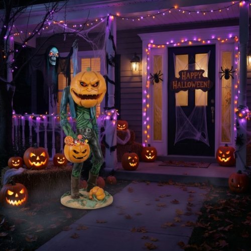 Scary Pumpkin Man with Candy Holder