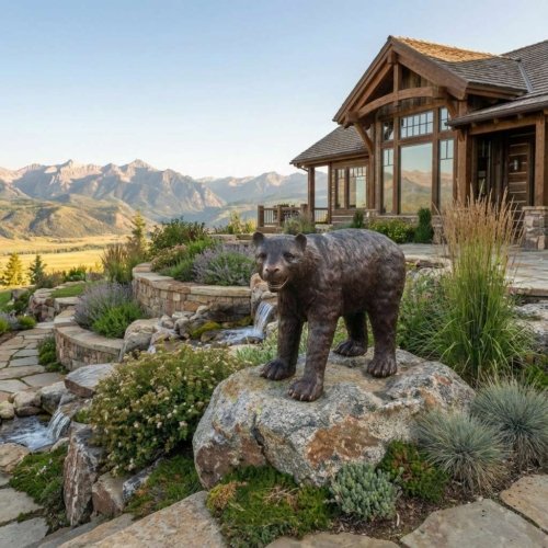 Bronze American Black Baby Bear Standing 36 Inches Long