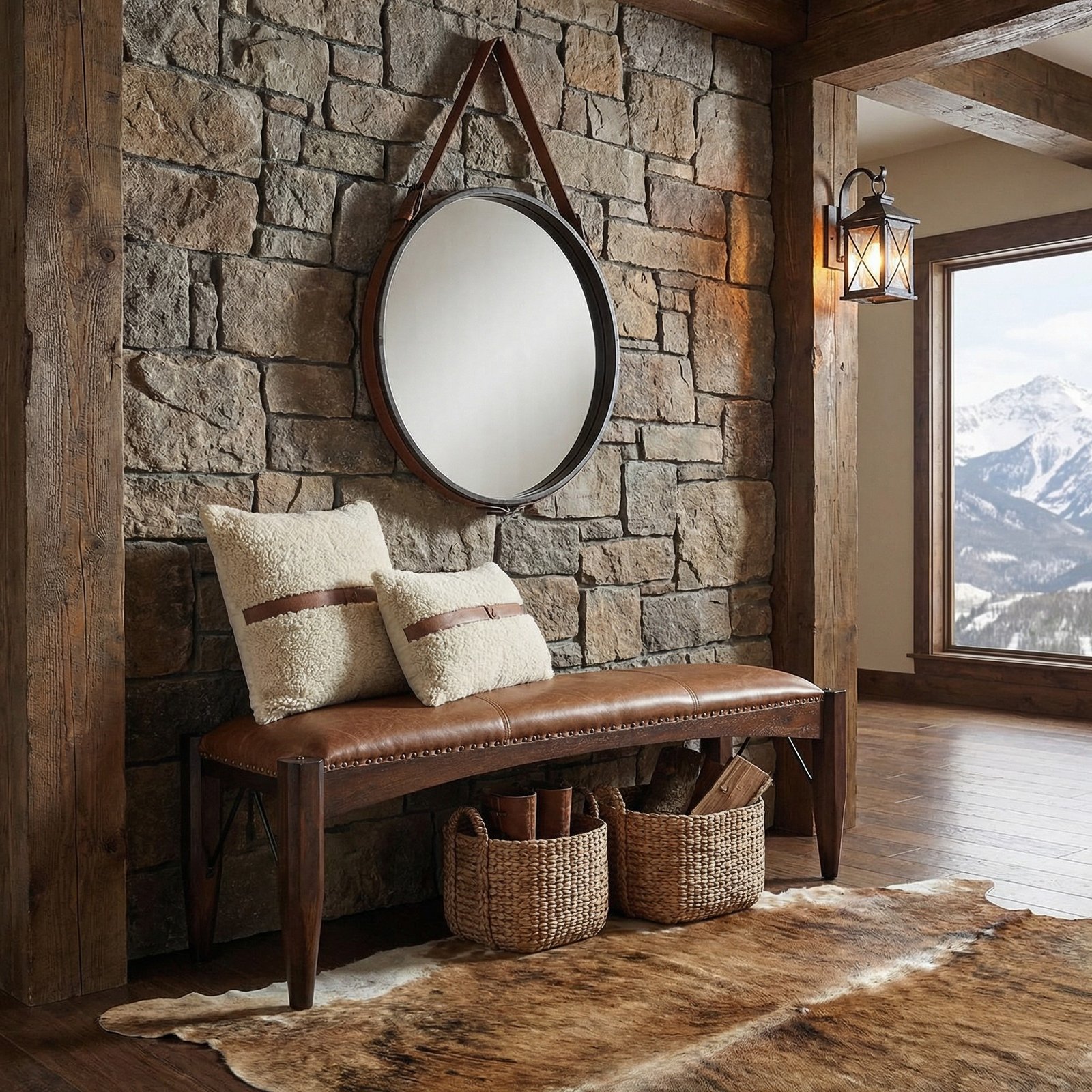 Mountain Tannery Craftsman Style Leather Bench 60 Inches