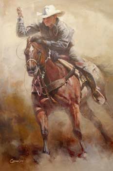 Trick Roping Cowboy Giclee