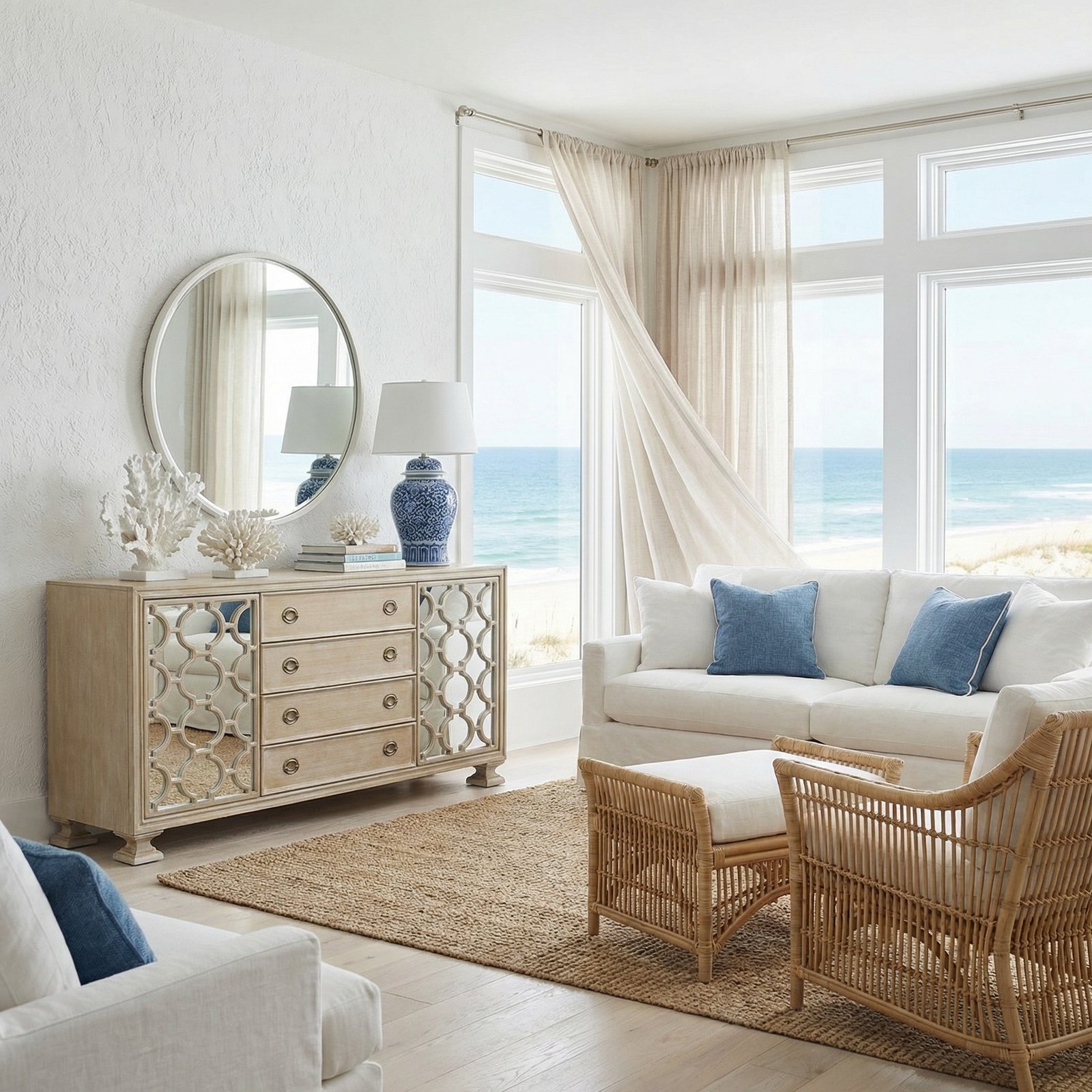 Santa Barbara Sideboard Buffet w 2 Doors and 4 Drawers 84"W