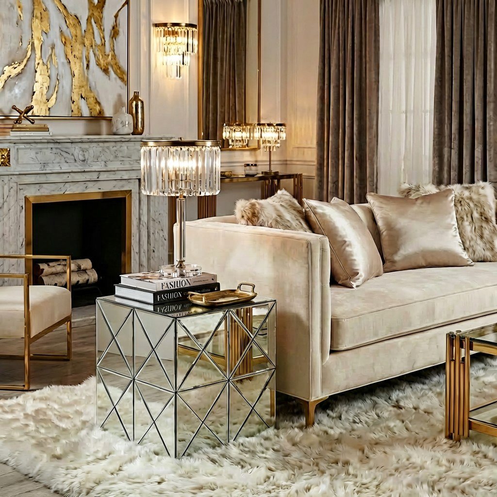 Mirrored End Table