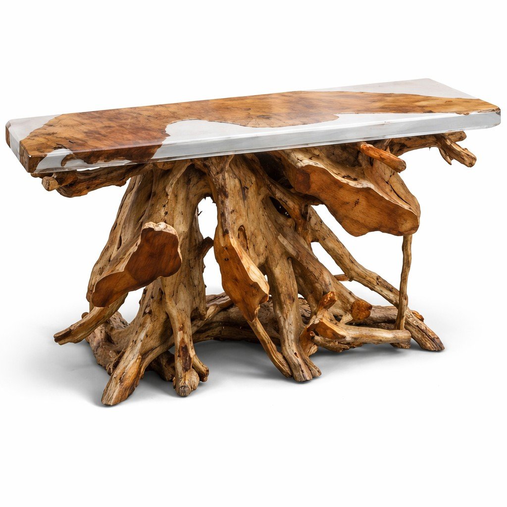 Resin Teakroot Console White 48in - Image 2