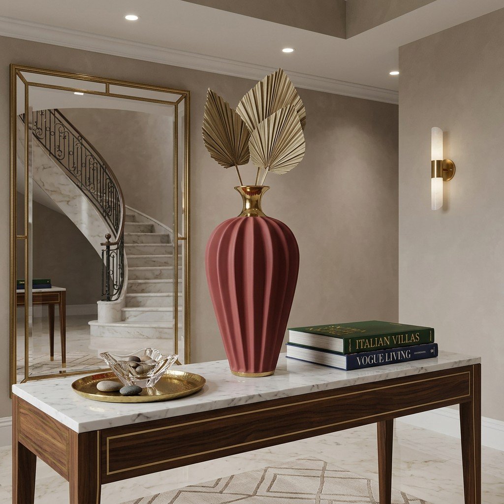 Radial Matte Large Vase - Burgundy