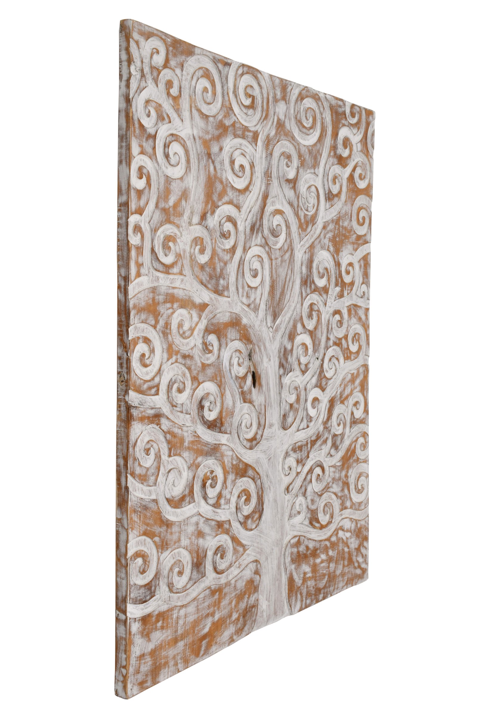 Bayshore Carved Teak Tree of Life Wall Decor Whitewash - Image 2