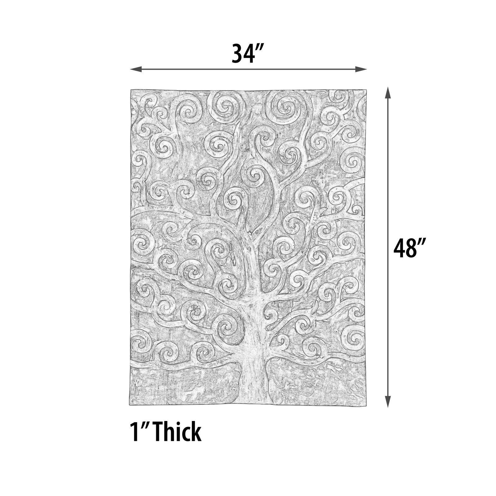 Bayshore Carved Teak Tree of Life Wall Decor Whitewash - Image 4