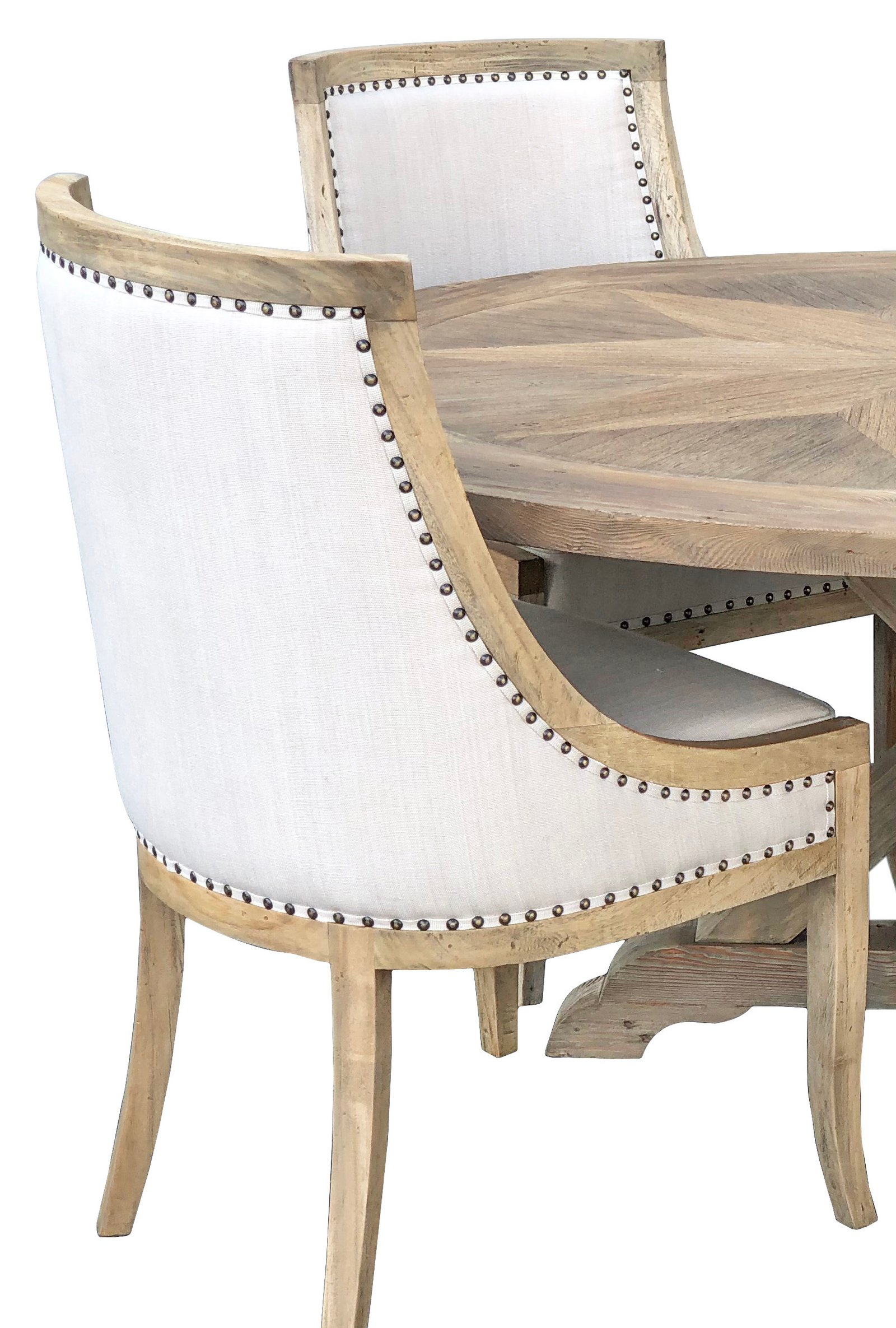 Farmhouse Barrel 60' Round Dining Table Set of 5 - Image 5