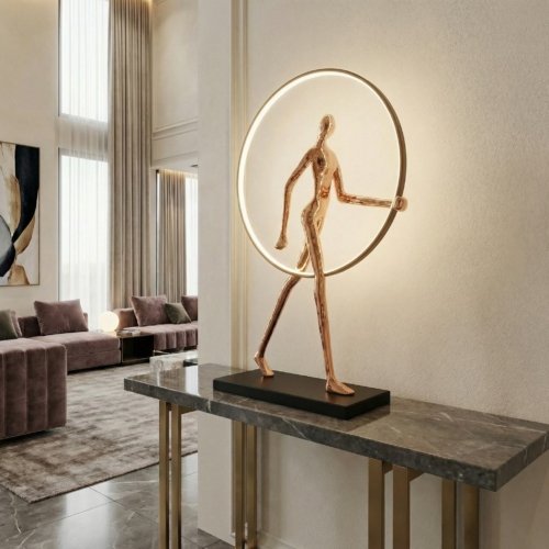 Abstract LED Sculpture Holding Ring of Light