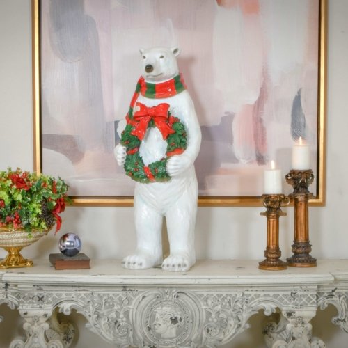 Christmas Polar Bear with Wreath