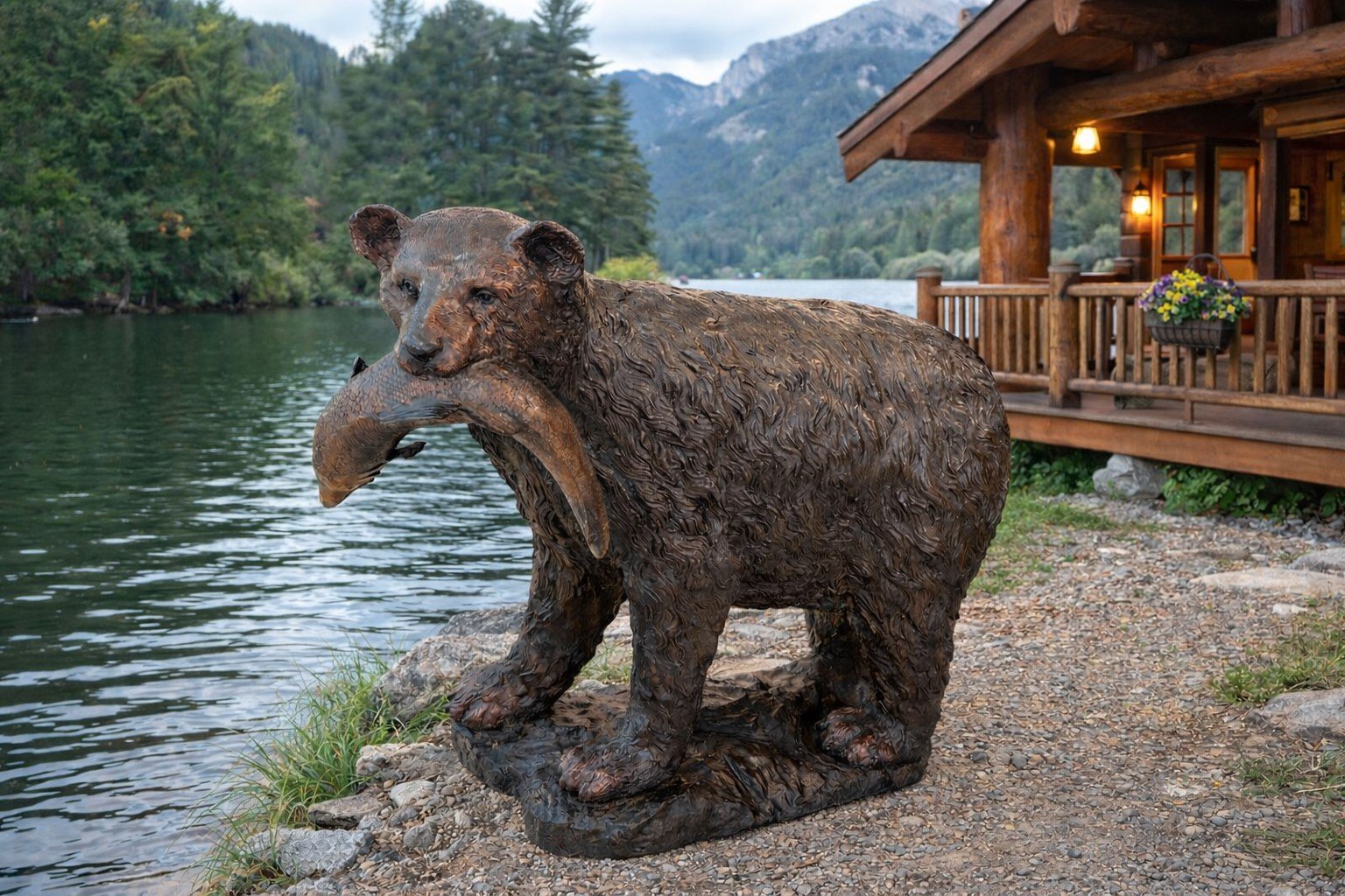 Bronze Bear with fish - Image 4
