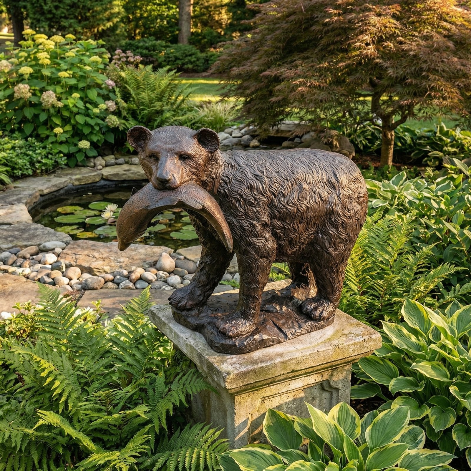 Bronze Bear with fish